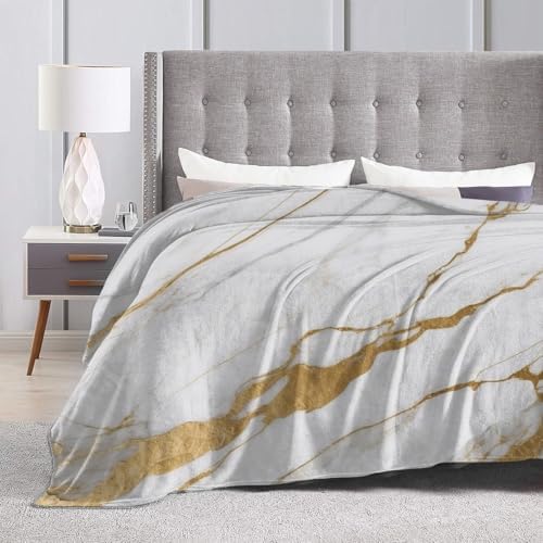 Marble Throw Blanket, White Gold Crack Vintage Flannel Blanket 30"x40"