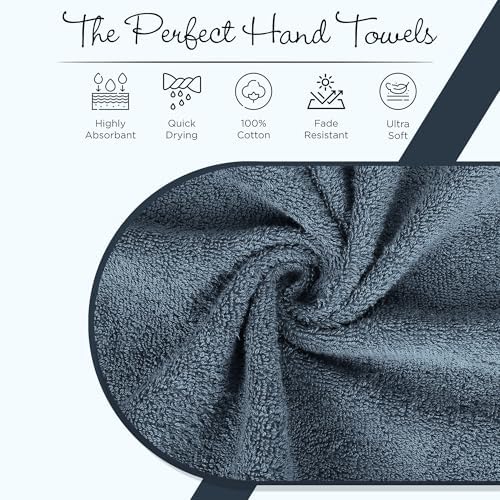 Hand Towels Cotton Set of 12, 16"x28" Cotton Soft Quick Drying Terry