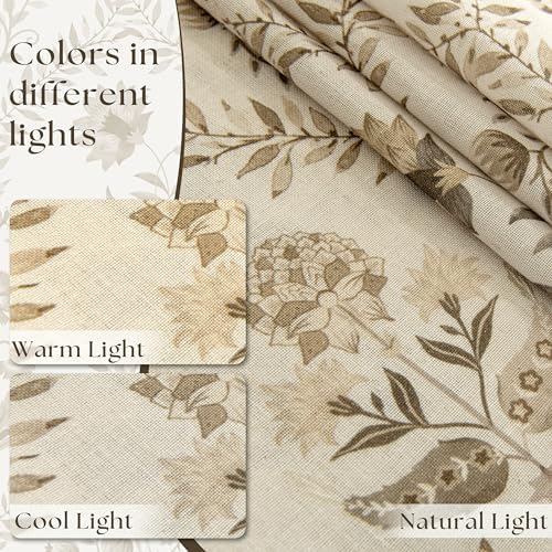 Extra Long Floral Curtains 120 Inches Long for Living Dining Room