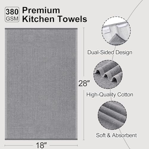Mordimy Cotton Kitchen Towels (18"x 28", 12 Pack), Grey/Khaki/Black