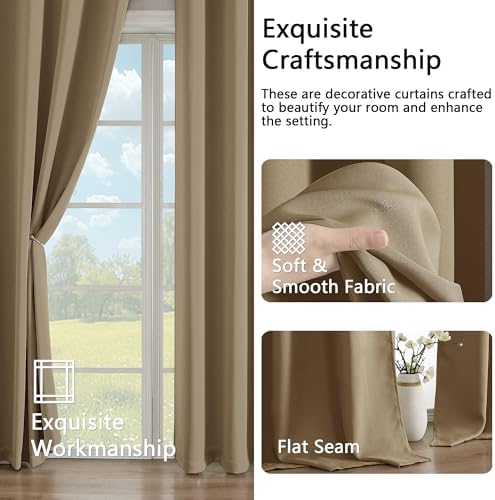 Simplebrand Taupe Room Darkening Curtains for Bedroom Living Room