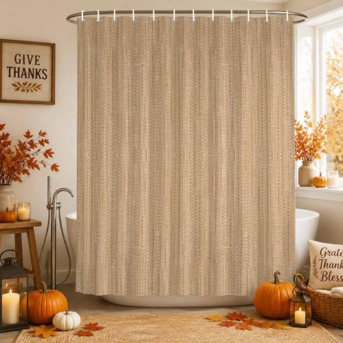 Long Shower Curtains 72" x 84", Sand Beige Washable Shower Curtain for