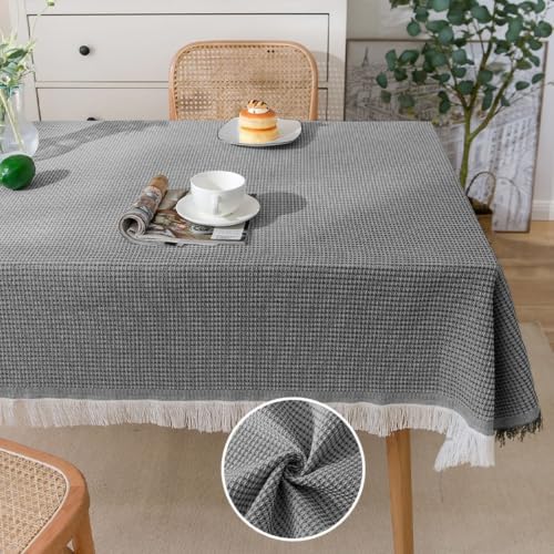 Grey Polyester Cotton Side Table Cloth Square 70.9 x 70.9 inch