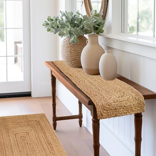 COTTON CRAFT Jute Braided Table Runner - 13x36 inches Natural Table