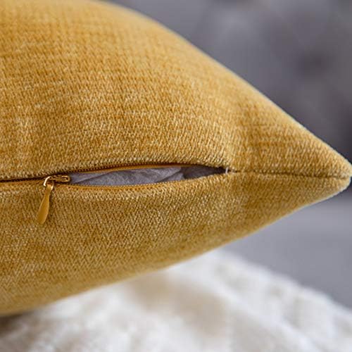 Anickal Mustard Yellow Pillow Covers 20x20 Inch Set of 2