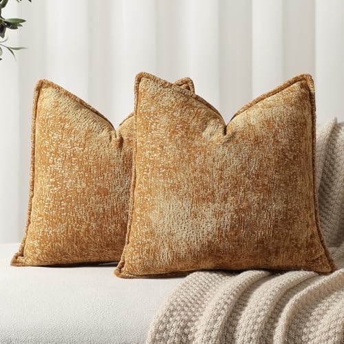 DEZENE Pack of 2 Golden Brown Decorative Throw Pillow Covers 20x20