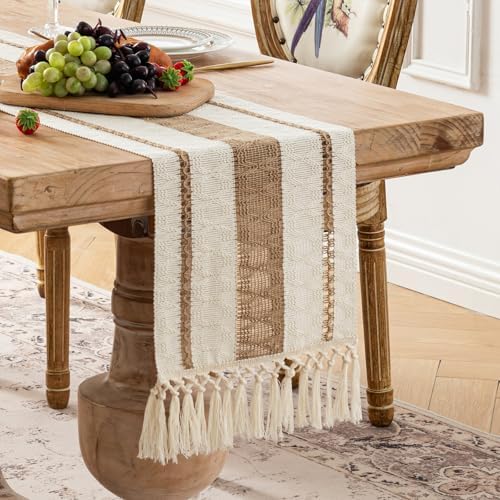 Fancy Homi Boho Table Runner 90 Inches Long Neutral Macrame Table