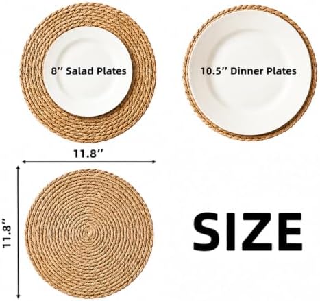 20 Pack Round Woven Placemats, 11.8 Inch Boho Table Mats