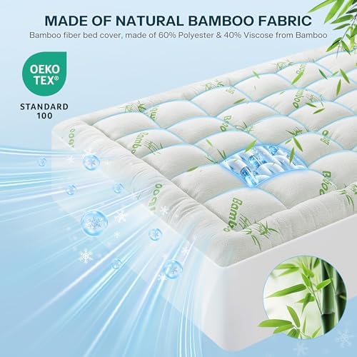 Waterproof Queen Size Mattress Topper Viscose Derived from Bamboo