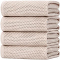 Homaxy 100% Cotton Oversized Waffle Weave Kitchen Towels 4-Pack, Beige