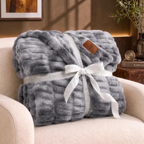 Cozy Bliss Double-Sided Soft Faux Fur Throw Blanket,60"x80", ie-Dye