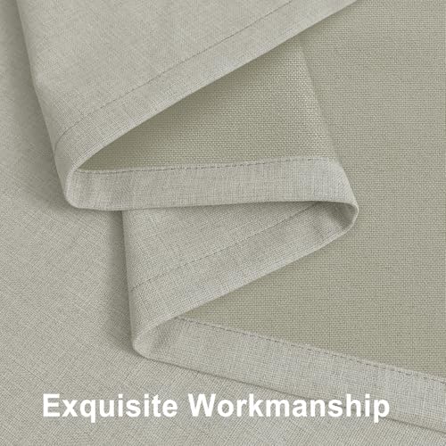 Frelement Ivory White 108inch Extra Long Linen Curtains 100% Blackout