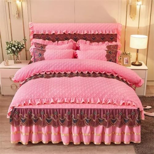 Duvet Cover Set For Adults Quilted Fleece Lace Winter Warm Room Decor