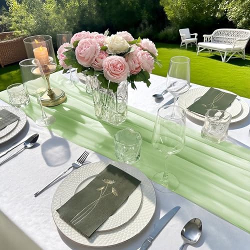 Light Gray Chiffon Table Runner Elegant 10FT 28x120 Inch