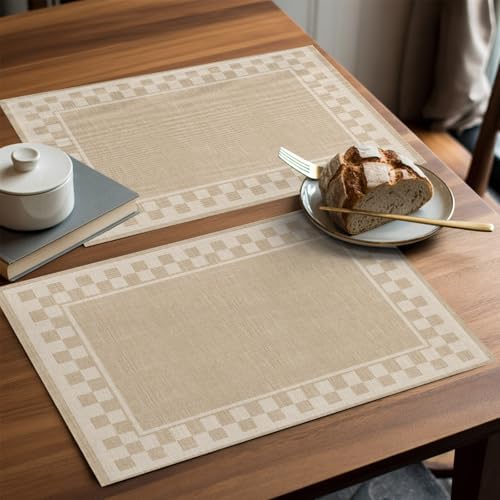 Round Placemats Set of 12 Minimalist Checkered Place Mats Farmhouse
