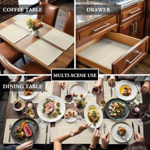 Vertical Stripes Placemats Set of 4, Cotton Linen Fabric Place Mats