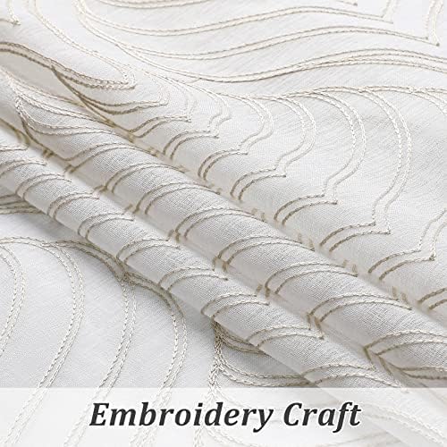 VISIONTEX Sheer Curtains 108 Inches Long 2 Panels Set, Taupe Moroccan