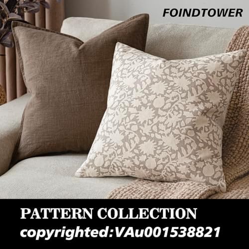 Foindtower Set of 2 Decorative Neutral Floral Throw Pillow Covers