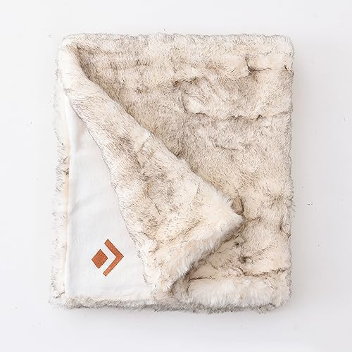 Luxury Plush Faux Fur Throw Blanket with Aztec Pattern, Super Warm