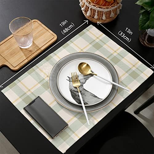 Farmhouse Grid Table Mats Set of 2 With Table Runner 90 Inches