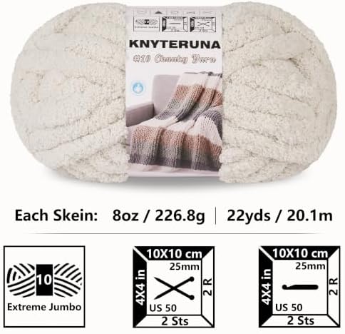 Chunky Yarn for Hand Knitting, #10 Chunky Blanket Chenille Yarn, Large