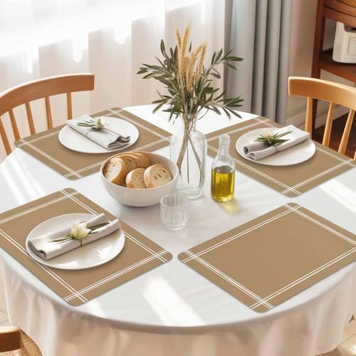 Faux Leather Placemats Set of 6 Solid Color Waterproof Heat Resistant