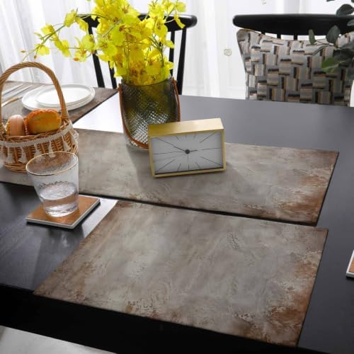Shabby Brown Grey Table Mats Set of 6 with Table Runner 90 Inches