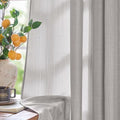 jinchan Grey Linen Textured Curtains 63 Inch Length 2 Panels for