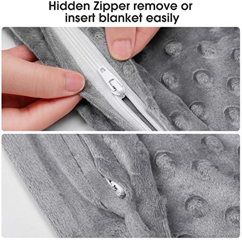 Acdyion Weighted Blanket Cover 60x80, Grey Minky Dot & Fleece
