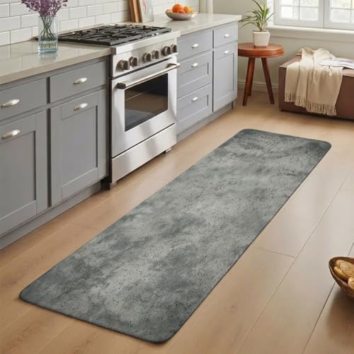 Grey Vintage Bathroom Runner Rugs Non Slip Washable Absorbent Narrow