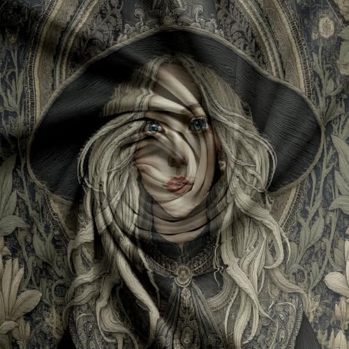 Charcoal Gray Retro Halloween Witch Duvet Cover Set For Women Girls
