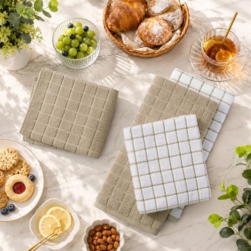 Kitinjoy Premium Kitchen Towels (16"x 28", 8 Pack), Large 100% Cotton