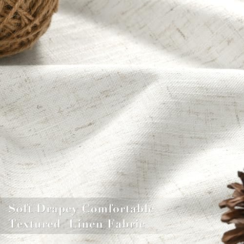 Joywell 100% Blackout Linen Curtains 94 Inches for Bedroom Cream
