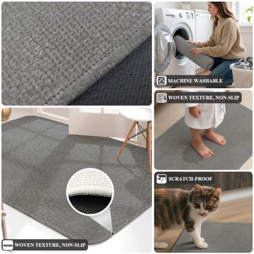 Long Bathroom Runner Rug, Vintage Gray Absorbent Non Slip Washable