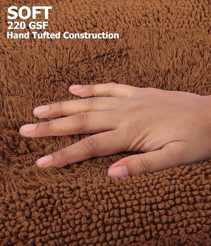 COTTON CRAFT 2 Pack Reversible Bath Mat - Soft Plush Bath Rug -17x24