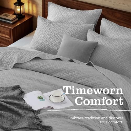 Queen Quilt Set with Shams Lightweight Quilted Bedspread Coverlet Thin
