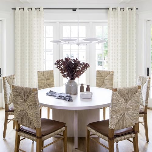 Coastal Striped Curtains for Living Room, Sand Tan Beachy Farmhouse