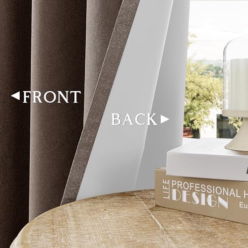 ChrisDowa Brown Blackout Curtains 72 Inches Long 2 Panels for Bedroom