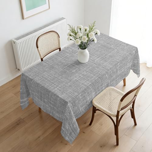 Grey Table Cloth, Farmhouse Vintage Gray Solid Color Modern Waterproof