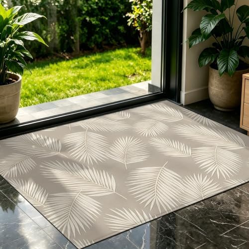 Taupe Palm Leaves Door Mat Indoor Welcome Mats Front Door Mat Outside