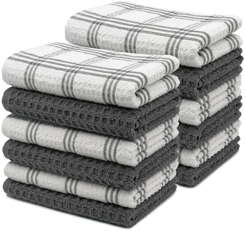RIVERSIDE 12 Pack Large Premium Cotton Kitchen Towels 16x26 Inches