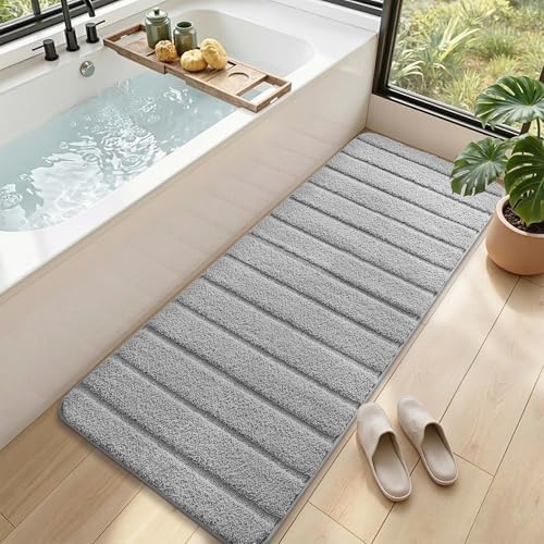 DEXI Bath Mats for Bathroom 60x24, Absorbent Bath Mat Quick Dry, Light