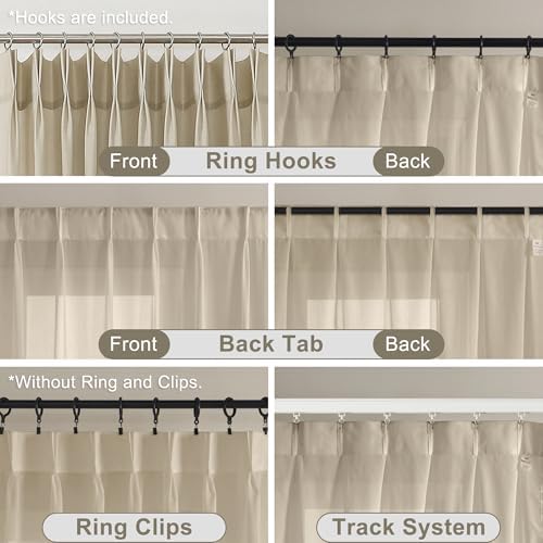 WEST LAKE Plaza Taupe Pinch Pleated Sheer Curtains 95 Inches Long for
