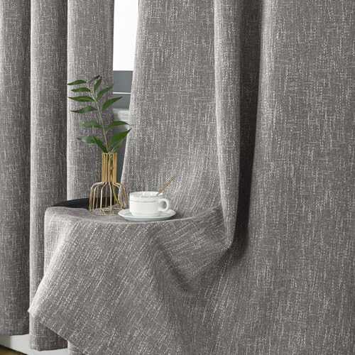 Burlap Linen Farmhouse Curtains 84 inch Length 2 Panels for Living