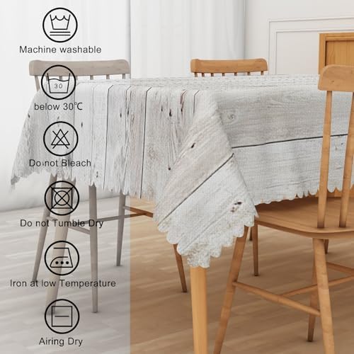 Wood Grain Linen Tablecloth Vintage Grey Natural Wooden Board Modern