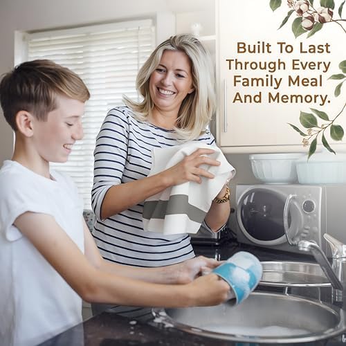 American Soft Linen Dish Towels, 100% Cotton Dish Cloths for Kitchen