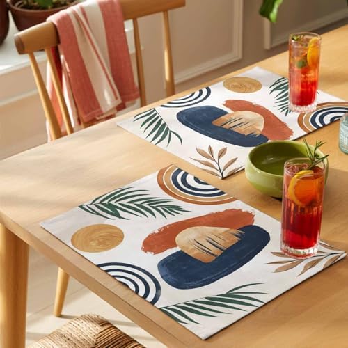 Placemats Set of 8, Boho Woven Placemat, Linen Place Mats for