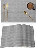 Gray Boho Placemats Set of 8, Cotton Linen Fabric Place Mats