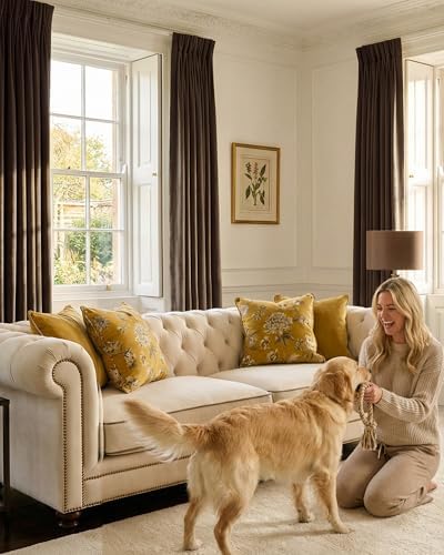 NICETOWN Taupe Blackout Velvet Curtains 84 Inch, Thermal Insulated