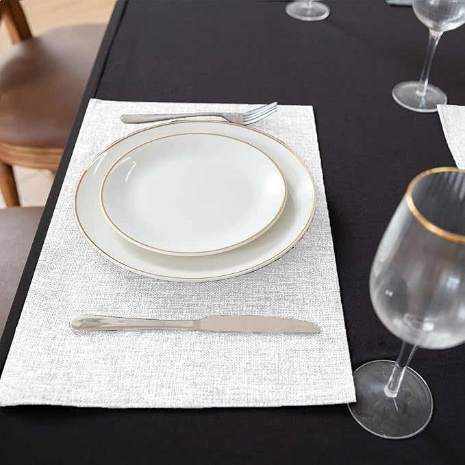 Cloth Placemats Set of 12, Linen Type Fabric Placemats Machine
